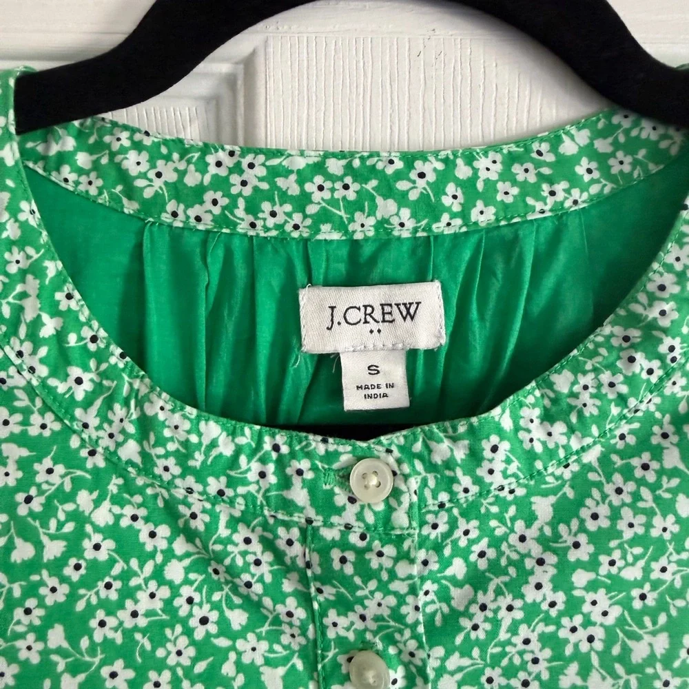 J. Crew Factory Dress Green Floral Cotton Poplin S - Picture 4 of 5